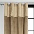 Zasłona beżowa z aplikacją z błyszczącego welwetu 140x250 cm przelotka - AGNES - Design 91