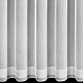 Firana szyta na flexach biało srebrna z delikatnej etaminy zdobionej błyszczącymi pasami, wykończonej obciążnikiem