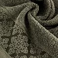 Ręcznik do rąk 30x50 cm bawełniany kolor ciemnooliwkowy z żakardowym wzorem ornamentów 500 g/m2 SARA