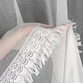 Firana biała z etaminy zdobiona gipiurą z frędzelkami 140x250 cm przelotka ROXANA