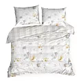 Pościel 160x200 cm z mieszanki włókien kolor biały, musztardowy z nadrukiem kwiatów LEA9 Design 91