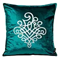 Poszewka na poduszkę 45x45 cm welwetowa kolor ciemnoturkusowy z srebrnym ornamentem ROYAL 3
