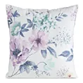 Poszewka na poduszkę 45x45 cm welwetowa biało, fioletowa zdobiona nadrukiem kwiatów MINK