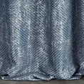 Zasłona szyta na taśmie 5 cm ZAHRA granatowo srebrna z grubotkanej nowoczesnej tkaniny z błyszczącym nadrukiem