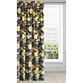 Zasłona czarno, żółta w liście monstery z tkaniny welwetowej 140x270 taśma - BLER