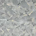 Zasłona stalowo, złocista z metalicznym nadrukiem egzotycznych liści z welwetu 135x250 przelotka - ODETA