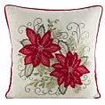 Poszewka na poduszkę świąteczna 45x45 cm kremowo, czerwona zdobiona haftem gwiazd betlejemskich