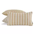 Poszewka na poduszkę 30x50 cm bawełniana z dodatkiem lnu kremowo, żółty zdobiona subtelnym nadrukiem pasów  LEN