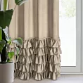 Zasłona welwetowa ciemnobeżowa zdobiona falbanami i lśniącymi akcentami 140x250 cm przelotka - CARLI