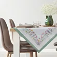 Bieżnik na stół naturalno,zielony 90x90 cm SUMMER 9 zdobiony nadrukiem letnich kwiatów