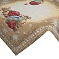 Obrus złoty 100x100 cm gobelinowy z mieszanki włókien zdobiony świątecznym wzorem