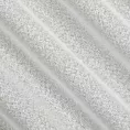 Tkanina firanowa z delikatnym połyskiem, wyraźnym splotem z efektem bukli, wykończona obciążnikiem