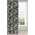 Zasłona czarno, stalowa zdobiona wzorem botanicznym z welwetu 140x250 cm przelotka - LOREN