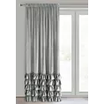Zasłona welwetowa srebrna zdobiona falbanami i lśniącymi akcentami 140x270 cm taśma - CARLI