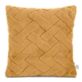 Poszewka na poduszkę 45x45 cm miodowa z miękkiego pluszu zdobiona wypukłym wzorem CARO DESIGN 91