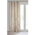 Zasłona beżowo, szampańska zdobiona nadrukiem liści palm z welwetu 135x270 cm przelotka - DEBRA