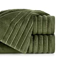 Ręcznik kąpielowy 50x90 cm kolor zielony zdobiony prążkami z błyszczącej nici 500 g/m2 LUNARI