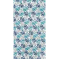 Zasłona biało, turkusowa we wzór liści 140x250 cm przelotka - ELINA - Design 91