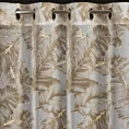 Zasłona beżowo, szampańska z nadrukiem liści z etaminy i złotych akcentów 140x250 cm przelotka - LAYLA