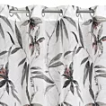 Firana biało, ciemnobeżowa z etaminy z nadrukiem egzotycznych liści półprzezroczysta 140x250 cm przelotka