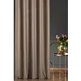 Zasłona szyta na taśmie 5 cm jasnobrązowa z miękkiej półmatowej tkaniny welwetowej