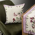 Poszewka na poduszkę 45x45 cm bawełniana, gobelinowa beżowo, różowa z kwiatowym motywem GOB
