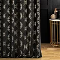Zasłona szyta na taśmie 5 cm czarna z tkaniny welwetowej z geometrycznym błyszczącym nadrukiem