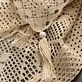Zazdrostka jasnobeżowa ażurowa  w stylu eko z dekoracyjnymi chwostami 150x30 cm tunel MARTHA