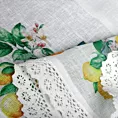 Zazdrostka biało, zielona z etaminy zdobiona nadrukiem cytryn 30x150 cm tunel CLOE