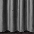 Zasłona szyta na taśmie 5 cm grafitowa z tkaniny welwetowej w pionowe prążki, wykończona obciążnikiem