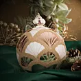 Bombka szklana ze wzorem wachlarzy w stylu art deco zwieńczona misternie zdobioną szklaną koroną