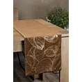 Bieżnik na stół brązowo, złocisty 35x180 cm welwetowy BLINK 16 z dużym wzorem liści
