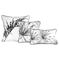 Poszewka na poduszkę 60x60 cm welwetowa, biało czarna z motywem roślinnym z wypustką na brzegach PALOMA Eurofirany Premium