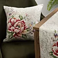 Poszewka na poduszkę 45x45 cm z tkaniny gobelinowej z szenilową nicią z motywem kwiatów czerwono naturalna