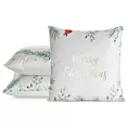 Poszewka na poduszkę świąteczna 45x45 cm welwetowa biało, zielona zdobiona nadrukiem