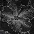 Zasłona czarna w srebrne kwiaty z błyszczącego welwetu 140x300 cm taśma - STELLA