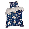 Pościel 140x200 cm bawełniana kolor granatowy, ciemnokremowy z wzorem kwiatowym NIKA 48