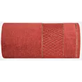 Ręcznik kąpielowy 50x90 cm bawełniany kolor ceglasty z geometrycznym motywem 500 g/m2 ROSA