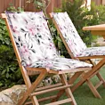 Poduszka na krzesło 45 x 90 x 3 cm wodoodporna kremowo, różowa zdobione roślinnym wzorem GARDEN