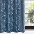 Zasłona welwetowa ciemnoniebieska z trójwymiarowym wzorem liści 140x250 cm przelotka - LIVIA