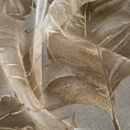 Zasłona beżowo, szampańska z nadrukiem liści z etaminy i złotych akcentów 140x250 cm przelotka - LAYLA
