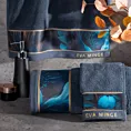 Ręcznik kąpielowy 50x90 cm bawełniany kolor stalowy,niebieski z designerską bordiurą 500 g/m2 Eva Minge