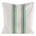 Poszewka na poduszkę 50x50 cm bawełniana z dodatkiem lnu zdobiona subtelnym nadrukiem pasów kremowo, zielona LEN