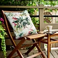 Poszewka na poduszkę 45x45 cm z tkaniny wodoodpornej biało, zielona idealna na taras oraz balkon zdobina wzorem kwiatowym GARDEN