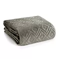 Narzuta welwetowa ciemnobeżowa 220xx240 cm pikowana metodą hot press w geometryczny wzór ARIEL 3 Eurofirany Classic