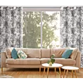 Zasłona popielato, biała w duże kwiaty z etaminy 140x250 cm przelotka - SANDRA
