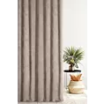 Zasłona szyta na flexach jasnobrązowa z miękkiej matowej tkaniny szenilowej o naturalnym splocie