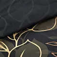 Pościel 220x200 cm z makosatyny bawełnianej kolor czarny, złoty z motywem liści VICTORIA 7 Limited Collection