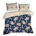 Pościel 220x200 cm bawełniana kolor granatowy, jasnobeżowy z wzorem kwiatowym NIKA 49