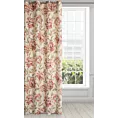 Zasłona naturalno, różowa ze wzorem kwiatowym, w stylu eko 140x250 cm przelotka - JENNY